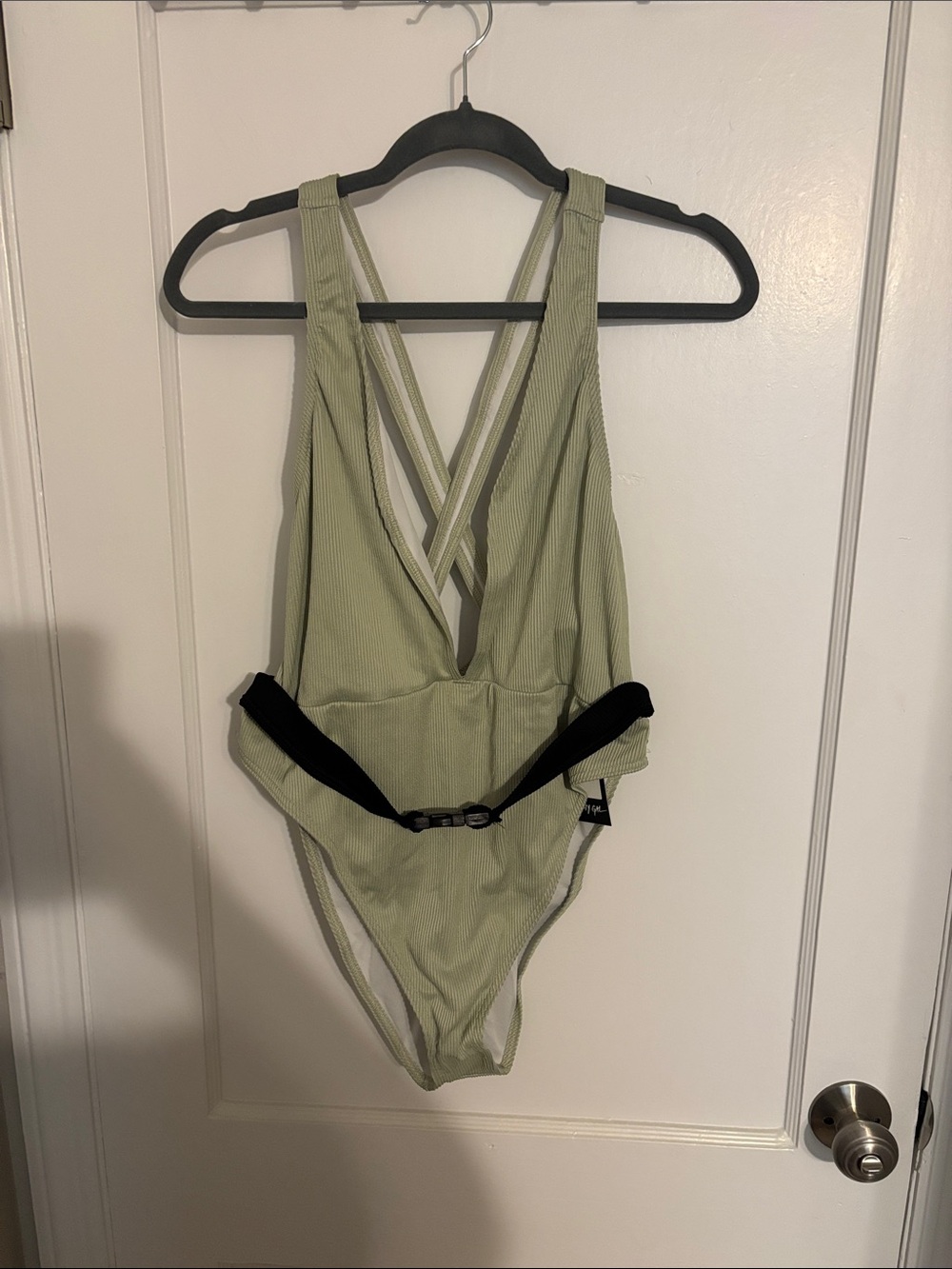 Nasty Gal Light Sage Ribbed Tank